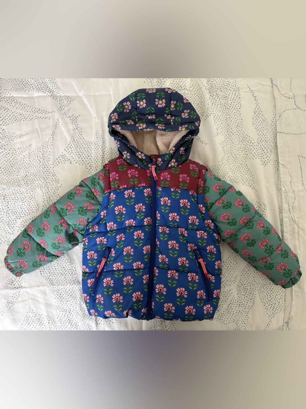 Mini Boden Kids Floral Puffer Jacket 4-5Y - Picture 4 of 9
